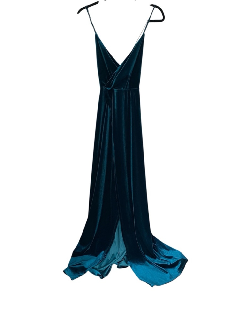 Elegant Velvet Maxi Dress - Teal Blue